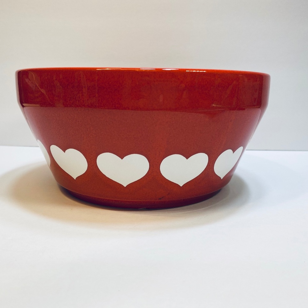 Waechtersbach China Red White HEART 8 7/8" Round Vegetable Serving Bowl **READ**